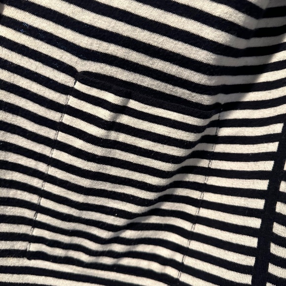 Chico's Navy/White Striped Reversible hooded long cardigan - Picture 3 of 3